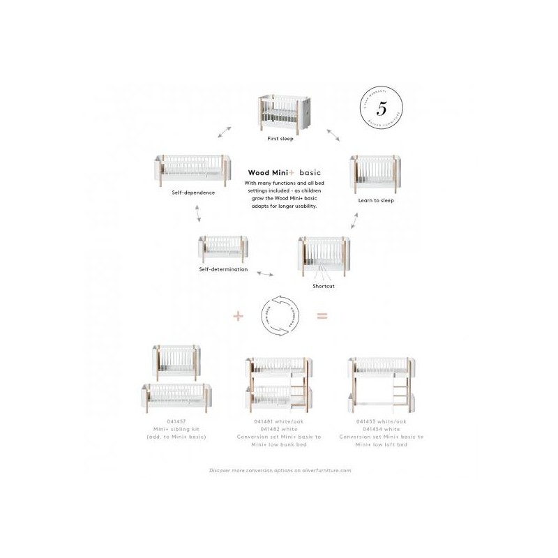 Cuna Wood Mini+ Oliver Furniture White/Oak Cuna Wood Mini+ Oliver Furniture White/Oak