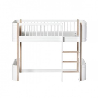 Cama Elevada Wood Mini+ Junior 68*162* White/Oak