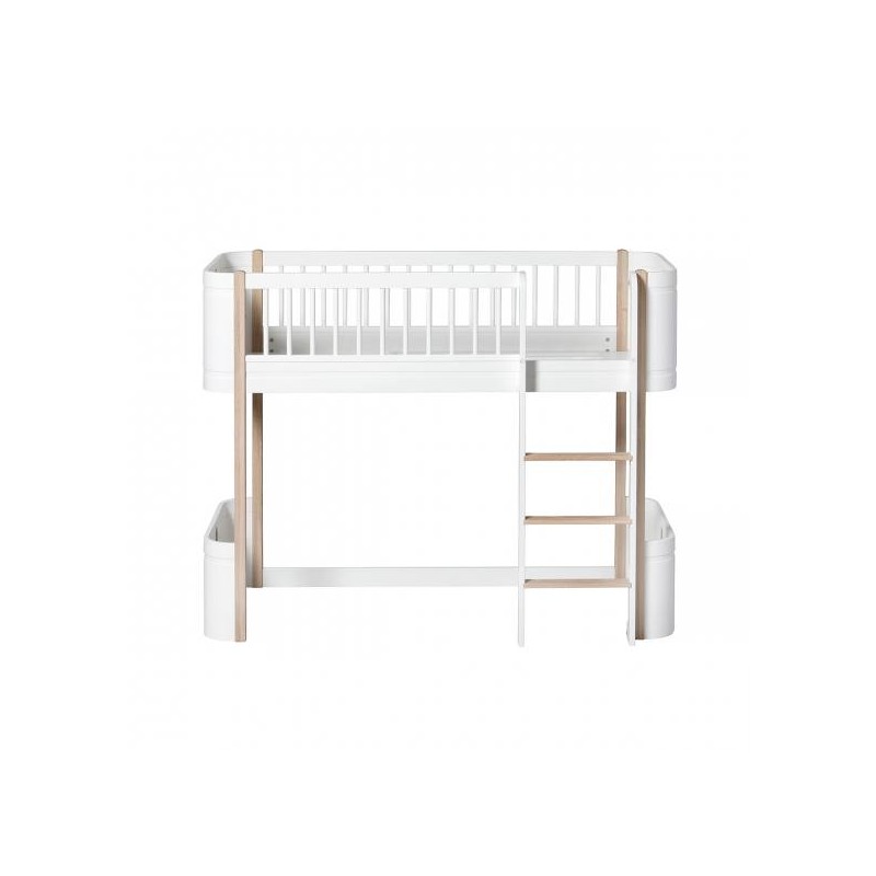 Cama Elevada Wood Mini+ Junior 68*162* White/Oak