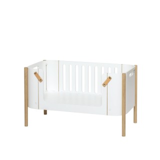 Minicuna de colecho Wood Oliver Furniture White/Oak Minicuna de colecho Wood Oliver Furniture White/Oak