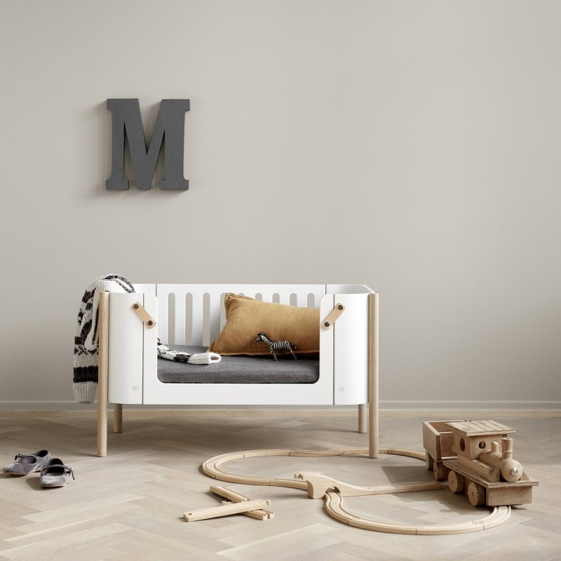 Minicuna de colecho Wood Oliver Furniture White/Oak Minicuna de colecho Wood Oliver Furniture White/Oak