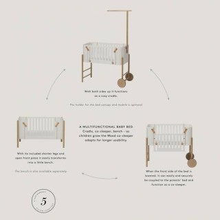 Minicuna de colecho Wood y Kit dosel Oliver Furniture White/Oak Minicuna de colecho Wood y Kit dosel Oliver Furniture White/Oak