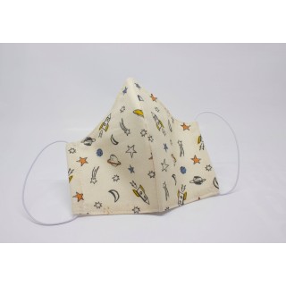 Mascarilla higiénica reutilizable Cohetes beige (8-13 años) 123