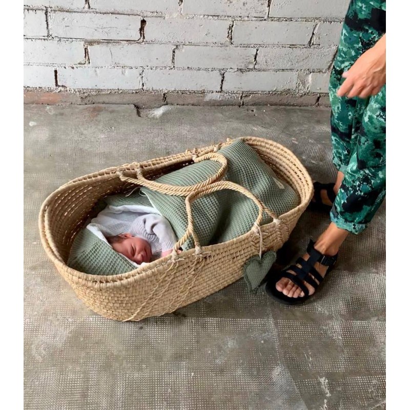 Saco para capazo con capucha Only Gofre Verde Safari La Giraffa Bianca e Blu Saco para capazo con capucha Only Gofre Verde Safari La Giraffa Bianca e Blu