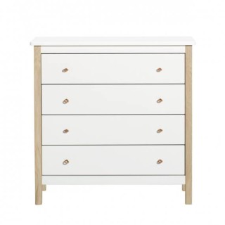 Cómoda Wood 4 cajones White/Oak Oliver Furniture