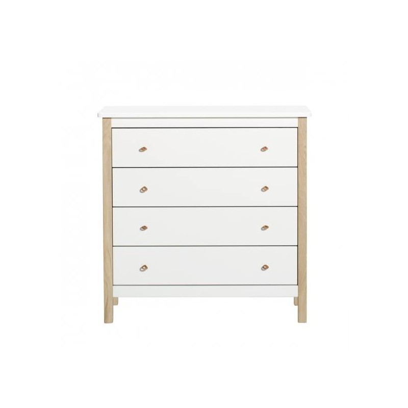 Cómoda Wood 4 cajones White/Oak Oliver Furniture