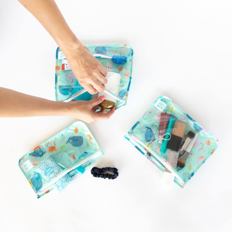 Pack de 3 bolsitas reutilizables transparentes Ocean