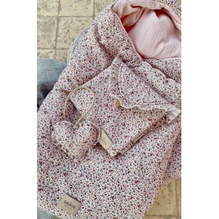 Saco para capazo con capucha Lily bambula rosa La Giraffa Bianca e Blu Saco para capazo con capucha Lily bambula rosa La Giraffa Bianca e Blu