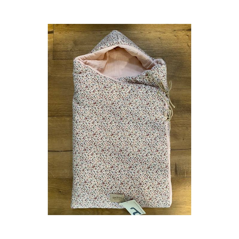 Saco para capazo con capucha Lily bambula rosa La Giraffa Bianca e Blu