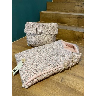 Saco para capazo con capucha Lily bambula rosa La Giraffa Bianca e Blu Saco para capazo con capucha Lily bambula rosa La Giraffa Bianca e Blu