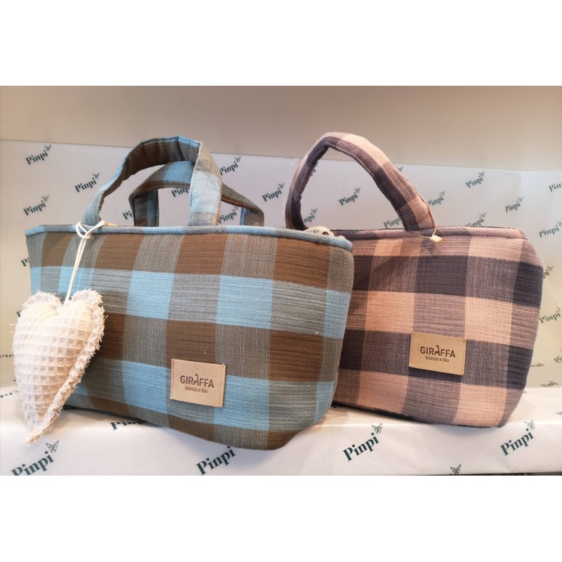 Bolso MiniBag Big Vichy Gris-Rosa La Giraffa Bianca e Blu Bolso MiniBag Big Vichy Gris-Rosa La Giraffa Bianca e Blu