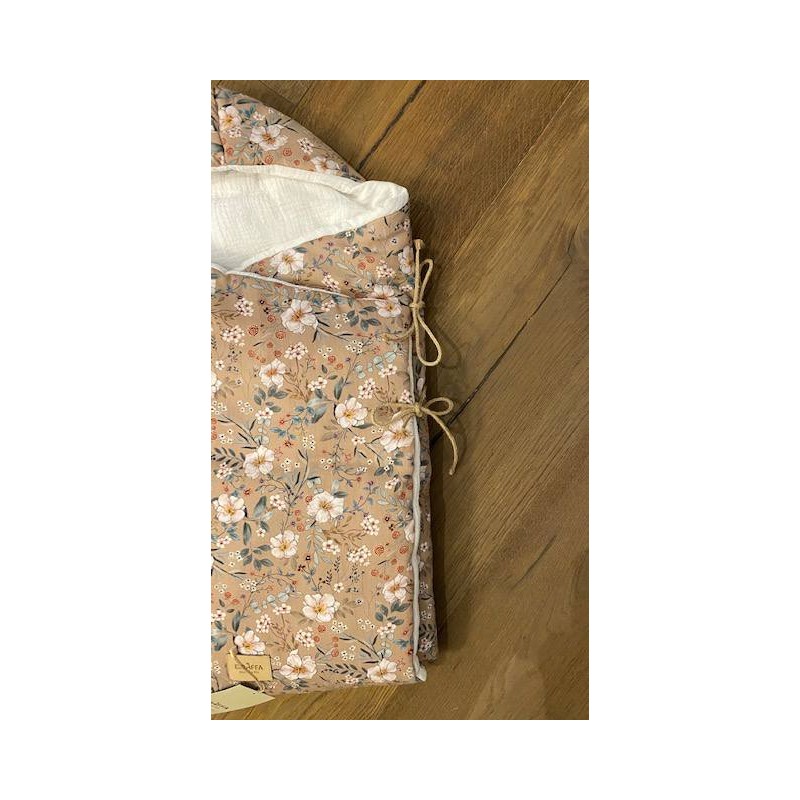 Saco capazo capucha bambula Candela Moka La Giraffa Bianca e Blu Saco capazo capucha bambula Candela Moka La Giraffa Bianca e Blu