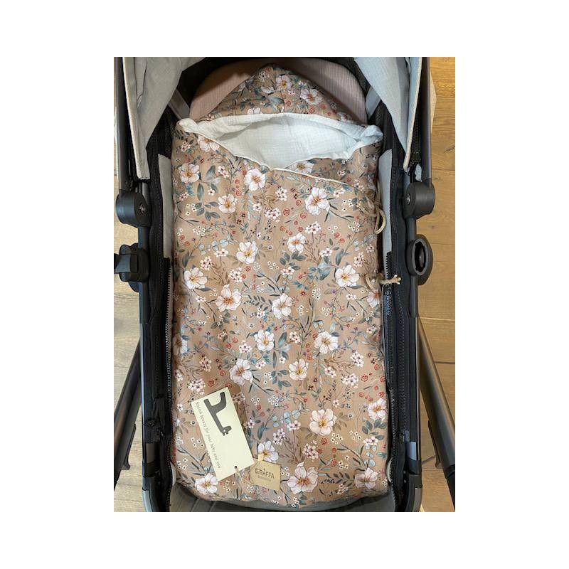 Saco capazo capucha bambula Candela Moka La Giraffa Bianca e Blu Saco capazo capucha bambula Candela Moka La Giraffa Bianca e Blu