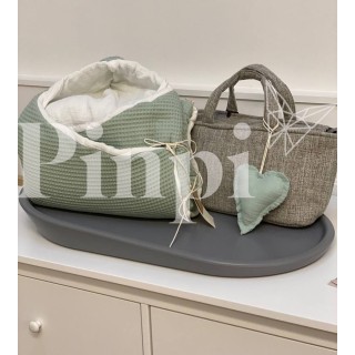 Saco para capazo con capucha Only Gofre Mint La Giraffa Bianca e Blu Saco para capazo con capucha Only Gofre Mint La Giraffa Bianca e Blu