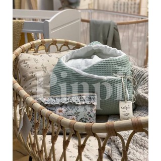 Saco para capazo con capucha Only Gofre Mint La Giraffa Bianca e Blu 123