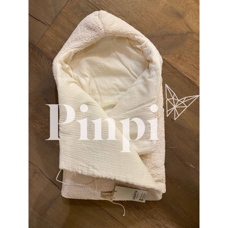 Saco para capazo capucha Borreguito/bambula La Giraffa Bianca e Blu Saco para capazo capucha Borreguito/bambula La Giraffa Bianca e Blu