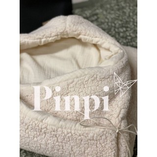 Saco para capazo capucha Borreguito/bambula La Giraffa Bianca e Blu Saco para capazo capucha Borreguito/bambula La Giraffa Bianca e Blu