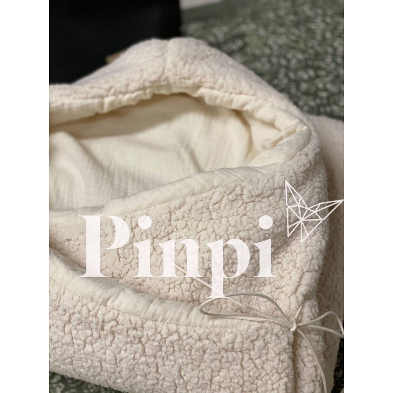 Saco para capazo capucha Borreguito/bambula La Giraffa Bianca e Blu Saco para capazo capucha Borreguito/bambula La Giraffa Bianca e Blu