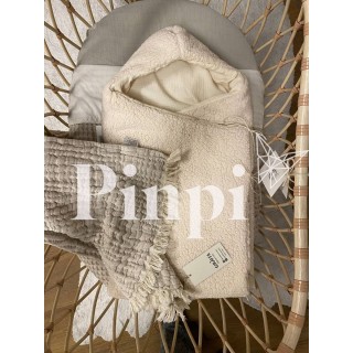 Saco para capazo capucha Borreguito/bambula La Giraffa Bianca e Blu Saco para capazo capucha Borreguito/bambula La Giraffa Bianca e Blu