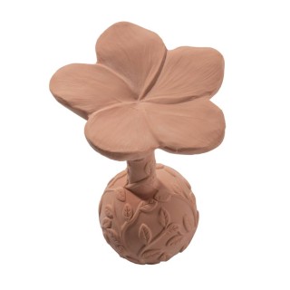 Sonajero-mordedor de caucho natural Natruba Plumería rosa