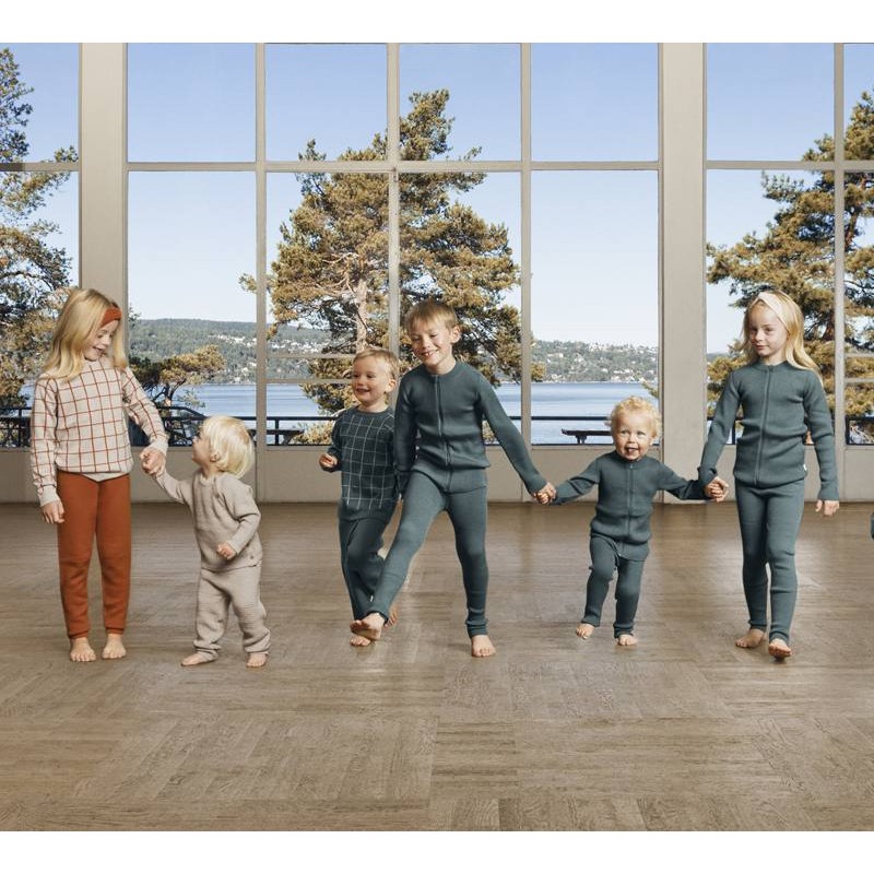 Jersey Voksi punto doble lana cuadros melange Sand