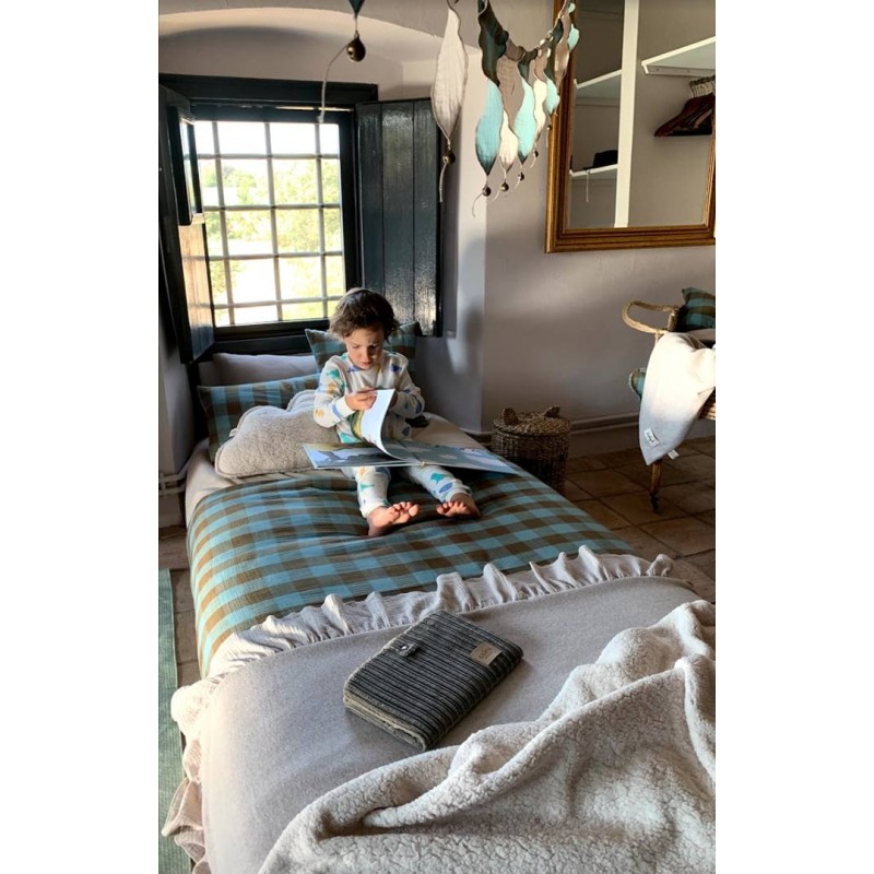 Plaid para cuna y cama punto/bambula Beig La Giraffa Bianca e Blu Plaid para cuna y cama punto/bambula Beig La Giraffa Bianca e Blu