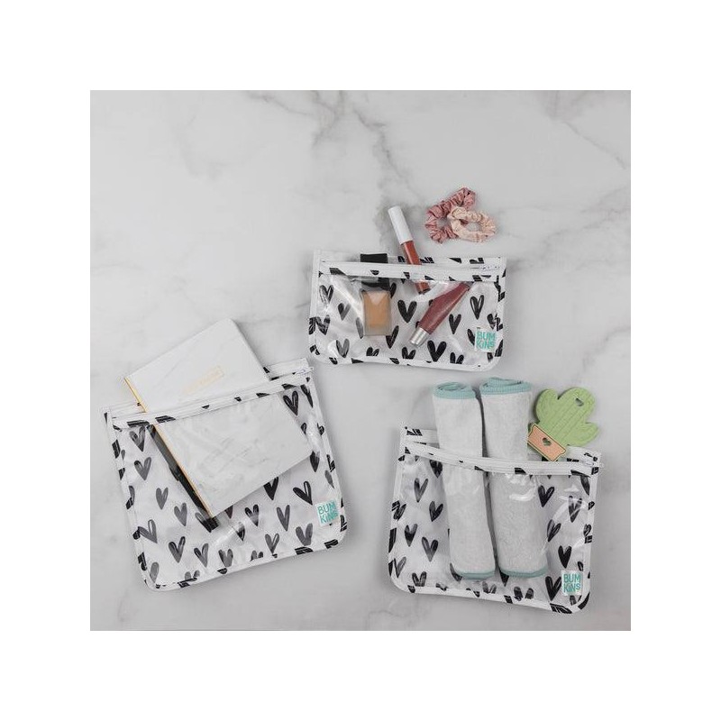 Pack de 3 bolsitas reutilizables transparentes Corazones