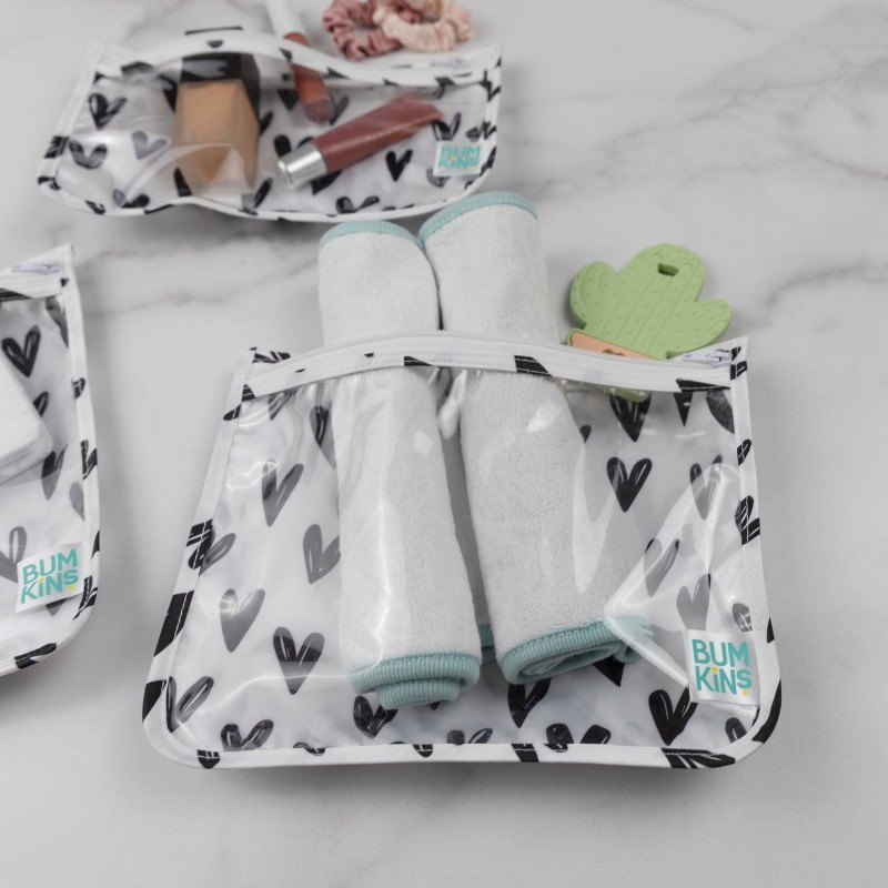 Pack de 3 bolsitas reutilizables transparentes Corazones