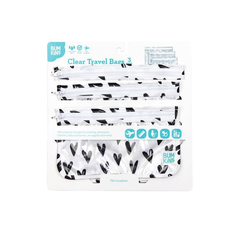 Pack de 3 bolsitas reutilizables transparentes Corazones