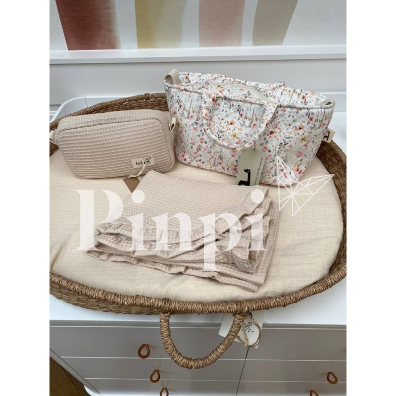 Toquilla Volante Gofre Beig La Giraffa Bianca e Blu