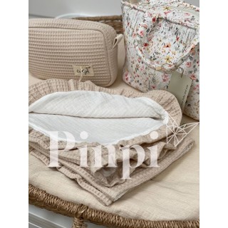 Toquilla Volante Gofre Beig La Giraffa Bianca e Blu