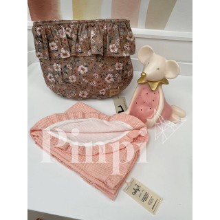 Toquilla Volante Gofre Rosa La Giraffa Bianca e Blu