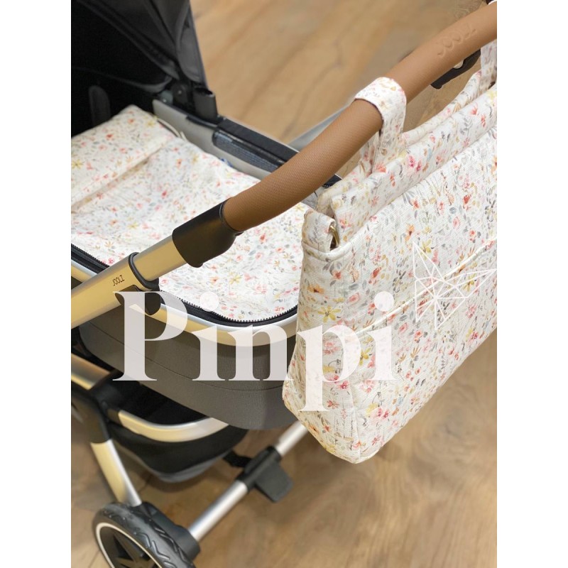 Saco para capazo ABRIL Flores La Giraffa Bianca e Blu Saco para capazo ABRIL Flores La Giraffa Bianca e Blu