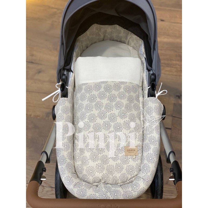 Saco para capazo bebé Acqua Cream La Giraffa Bianca e Blu - PINPI