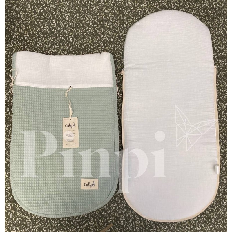 Saco para capazo Gofre Mint La Giraffa Bianca e Blu Saco para capazo Gofre Mint La Giraffa Bianca e Blu