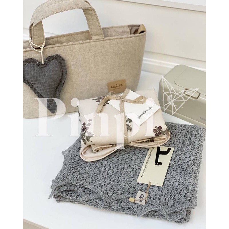 Bolsa MiniBag Lino Beige La Giraffa Bianca e Blu