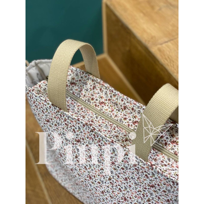 Bolsa Two Lily flores La Giraffa Bianca e Blu Bolsa Two Lily flores La Giraffa Bianca e Blu