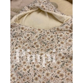 Saco para capazo con capucha Yoko bambula crema La Giraffa Bianca e Blu