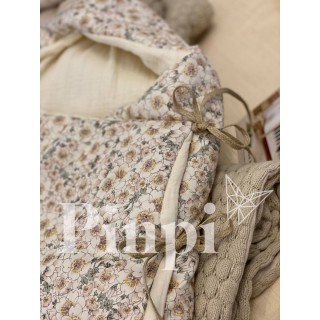 Saco para capazo con capucha Yoko bambula crema La Giraffa Bianca e Blu