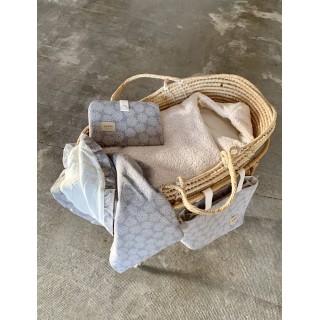 Saco para capazo capucha Borreguito/bambula La Giraffa Bianca e Blu Saco para capazo capucha Borreguito/bambula La Giraffa Bianca e Blu