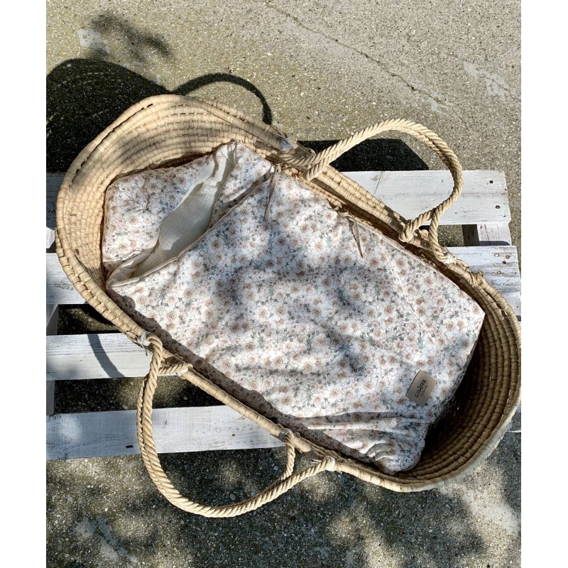 Saco para capazo con capucha Yoko bambula crema La Giraffa Bianca e Blu