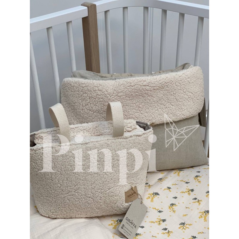 Saco para silla Tulip Lino Beige interior borreguito La Giraffa Bianca e Blu