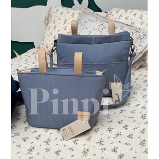 Bolsa Two Tulip Lino Beige La Giraffa Bianca e Blu Bolsa Two Tulip Lino Beige La Giraffa Bianca e Blu