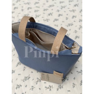 Bolsa Two Tulip Lino Beige La Giraffa Bianca e Blu Bolsa Two Tulip Lino Beige La Giraffa Bianca e Blu