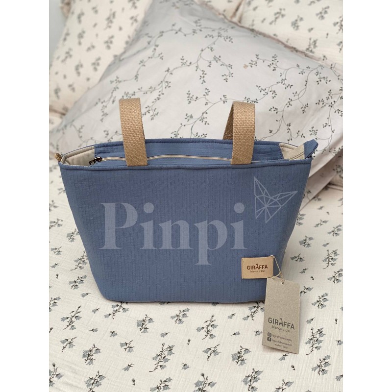 Bolsa Two Tulip Lino Beige La Giraffa Bianca e Blu