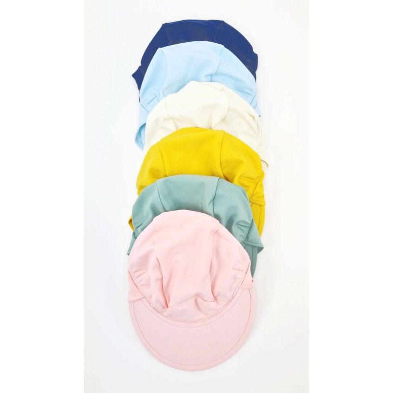 Gorro lycra con protección solar azul ballenas Gorro lycra con protección solar azul ballenas