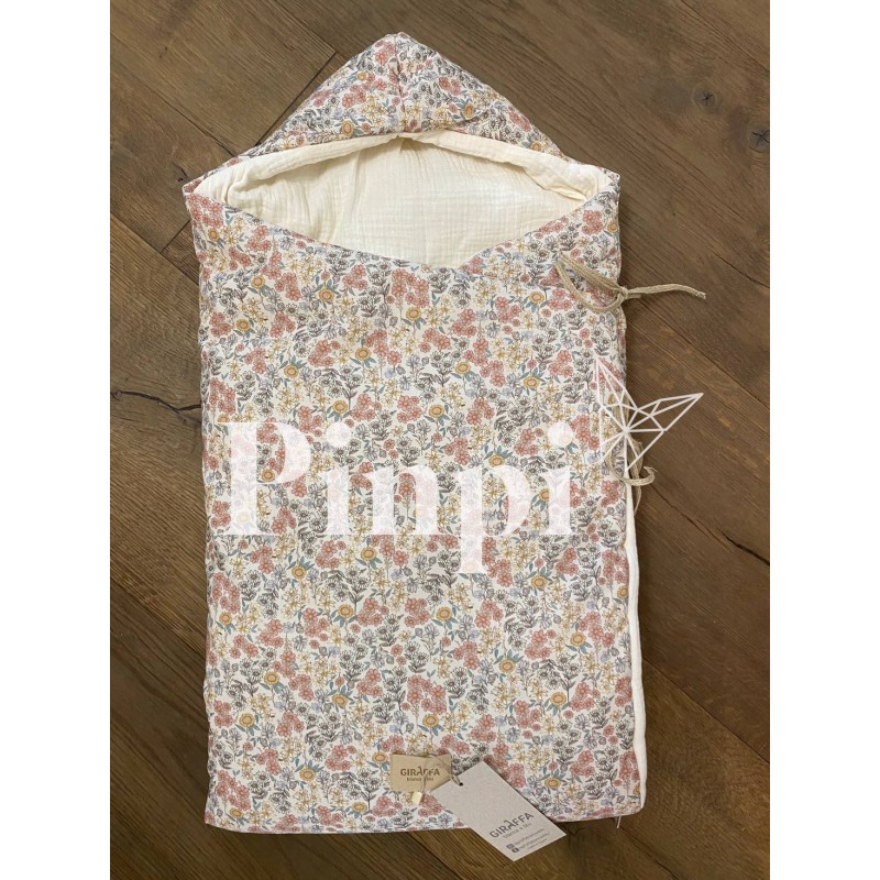 Saco para capazo con capucha Emily bambula La Giraffa Bianca e Blu Saco para capazo con capucha Emily bambula La Giraffa Bianca e Blu