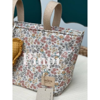 Bolsa Two Lily flores La Giraffa Bianca e Blu Bolsa Two Lily flores La Giraffa Bianca e Blu