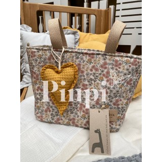 Bolsa Two Lily flores La Giraffa Bianca e Blu Bolsa Two Lily flores La Giraffa Bianca e Blu