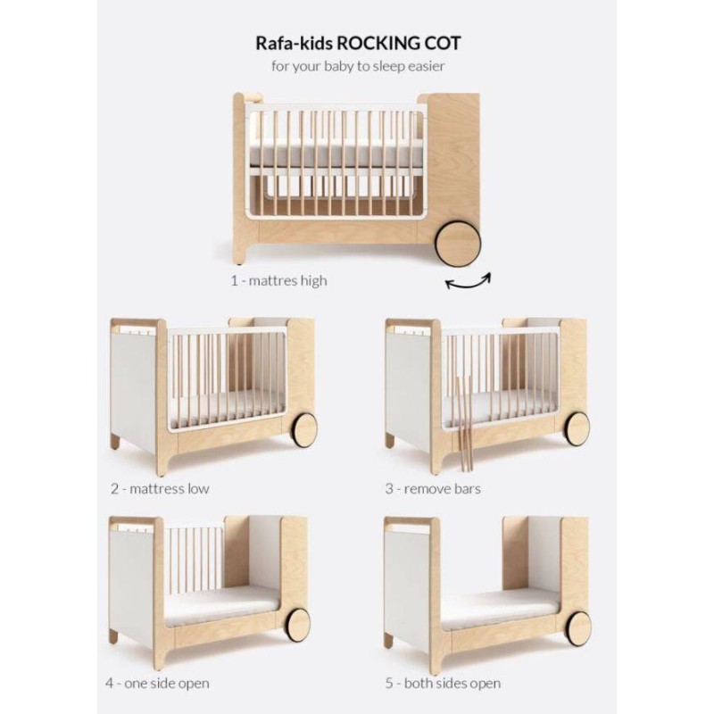 Cuna mecedora blanca Rafa Kids